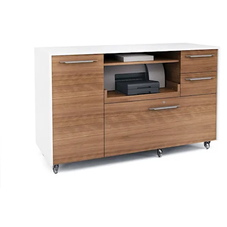 Mobile Credenza with Pull-Out Printer Tray